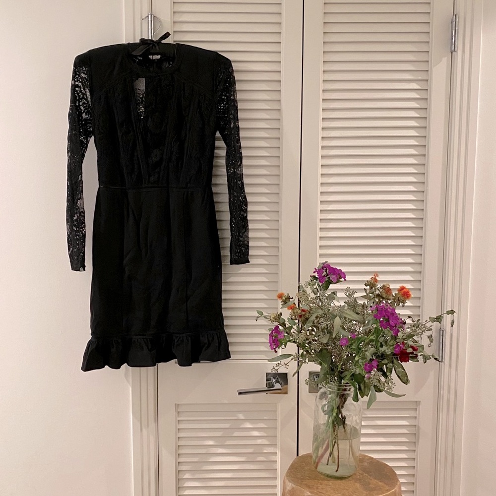 BEBE LACE AND PONTE KNIT DRESS
